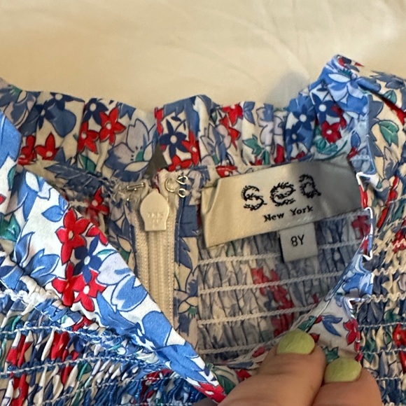 Sea New York Floral Blue and Red Kids Dress - Picture 2 of 5